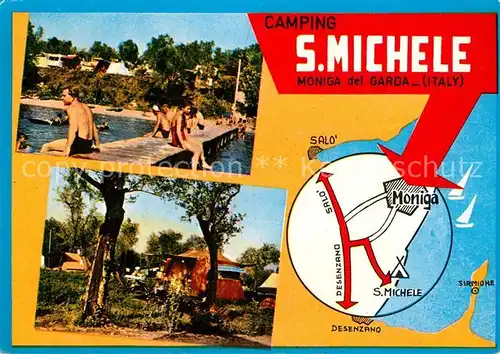 AK / Ansichtskarte Moniga_Lago_di_Garda Camping S. Micheel Strand  Moniga_Lago_di_Garda