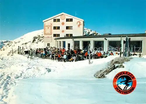 AK / Ansichtskarte Diavolezzahuette Restaurant Skigebiet Diavolezzahuette
