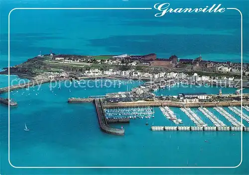 AK / Ansichtskarte Granville_Manche Fliegeraufnahme mit Hafen  Granville_Manche