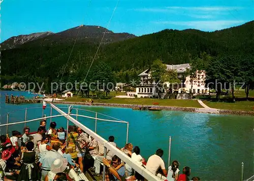 AK / Ansichtskarte Achenkirch Hotel Cafe Restaurant Achenseehof vom Ausflugsdampfer Achenkirch