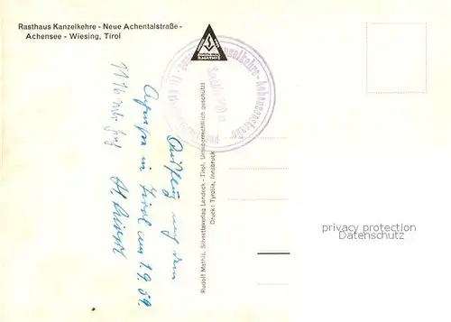 AK / Ansichtskarte Achensee Wiesing Rasthaus Kanzelkehre  Achensee