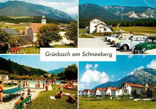 AK / Ansichtskarte Gruenbach_Schneeberg Panorama Sesselbahn Schwimmbad Reihenhaeuser Gruenbach Schneeberg