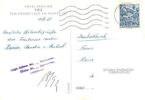 AK / Ansichtskarte Drobollach_Faaker_See Hotel Pension Fox Drobollach_Faaker_See