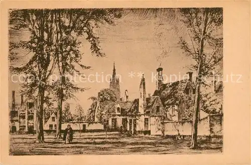 AK / Ansichtskarte Bruegge_West Vlaanderen Beguinenhof Radierung Bruegge_West Vlaanderen