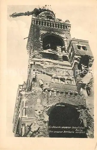 AK / Ansichtskarte Elsass_Alsace Zerstoerter Kirchturm in WK1 Elsass Alsace