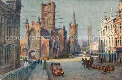 AK / Ansichtskarte Gent_Gand_Flandre Sint Nicolaas Kerk het Belfort en Sint Baafs Kerk Gent_Gand_Flandre