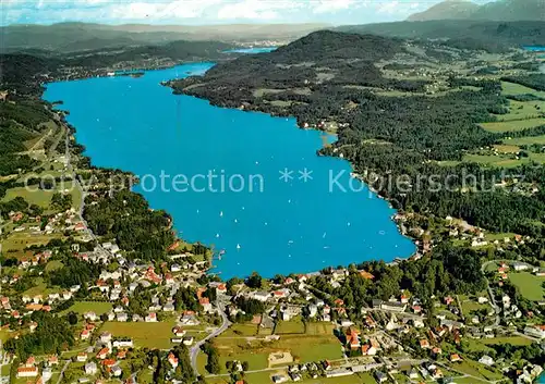 AK / Ansichtskarte Velden_Woerthersee Fliegeraufnahme Seepartie Velden Woerthersee