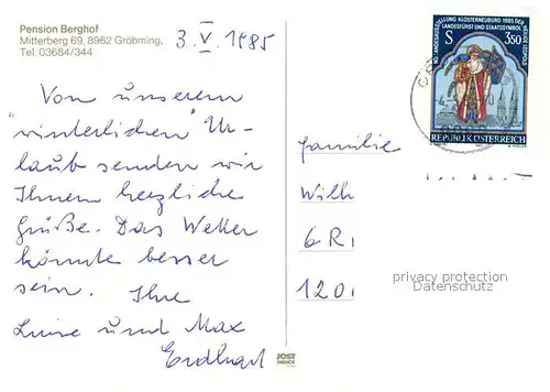 AK / Ansichtskarte Groebming_Steiermark Pension Berghof  Groebming_Steiermark