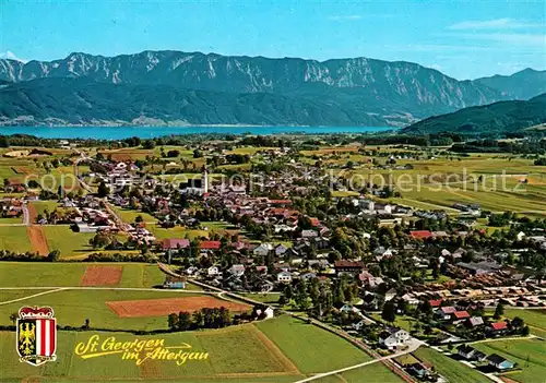 AK / Ansichtskarte St_Georgen_Attergau Fliegeraufnahme mit Attersee Hoellengebirge St_Georgen_Attergau