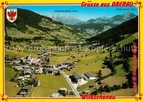 AK / Ansichtskarte Oberau_Wildschoenau_Tirol Fliegeraufnahme Kaisergebirge Hohe Salve Oberau_Wildschoenau_Tirol