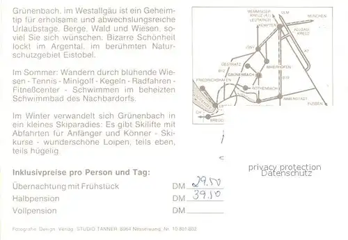 AK / Ansichtskarte Gruenenbach_Allgaeu Gasthof Pension Am Alten Haus Gruenenbach Allgaeu