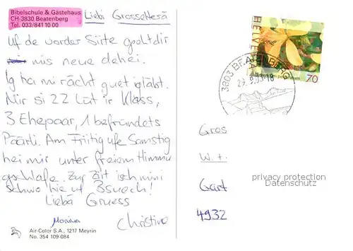 AK / Ansichtskarte Beatenberg Bibelschule Gaestehaus Fliegeraufnahme Beatenberg