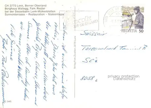 AK / Ansichtskarte Lenk_Simmental Berghaus Wallegg Wintersportplatz Alpen Lenk Simmental