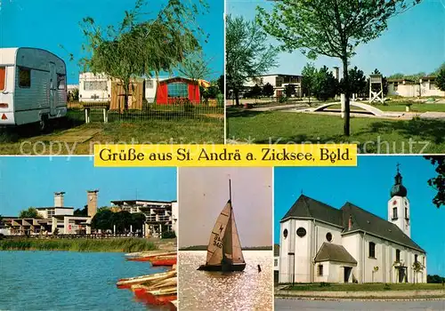 AK / Ansichtskarte Sankt_Andrae_Zicksee Campingplatz Rekonvaleszentenheim Strandbad Seemotiv Kirche Sankt_Andrae_Zicksee