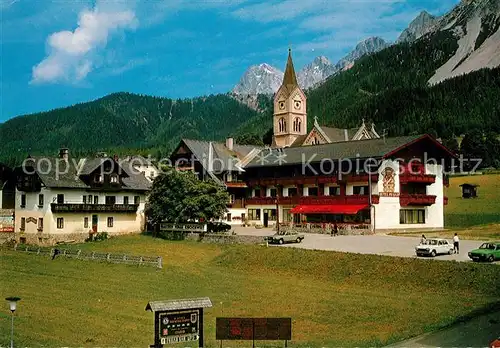 AK / Ansichtskarte Ramsau_Dachstein_Steiermark Ortsmotiv mit Kirche Gasthof Kirchenwirt Pehab Sommerfrische Ramsau_Dachstein