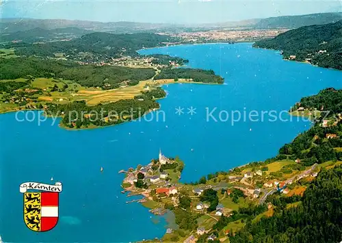 AK / Ansichtskarte Maria_Woerth_Woerthersee Panorama Blick gegen Krumpendorf und Klagenfurt Fliegeraufnahme Maria_Woerth_Woerthersee