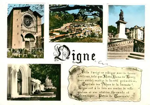 AK / Ansichtskarte Digne les Bains Panorama Notre Dame du Bourg Monument Digne les Bains