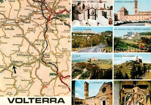 AK / Ansichtskarte Volterra Carta Automobilistica Fortezza Medicea Le Balze Cattedrale  Volterra