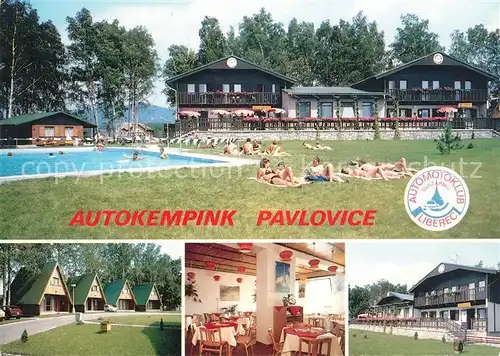 AK / Ansichtskarte Pavlovice Autokempink Automotoklubu Svazarmu Bungalows Restaurant Freibad 