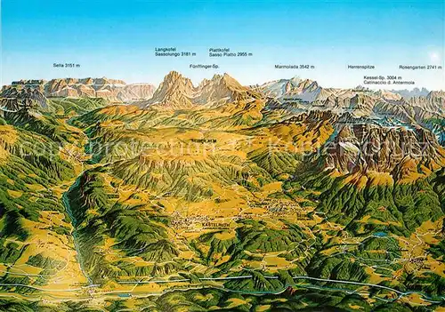 AK / Ansichtskarte Schlerngebiet Panoramakarte Seiseralm aus der Vogelperspektive Schlerngebiet