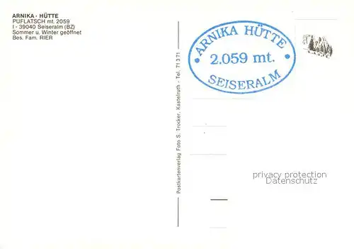 AK / Ansichtskarte Seiser_Alm Arnika Huette Seiser_Alm