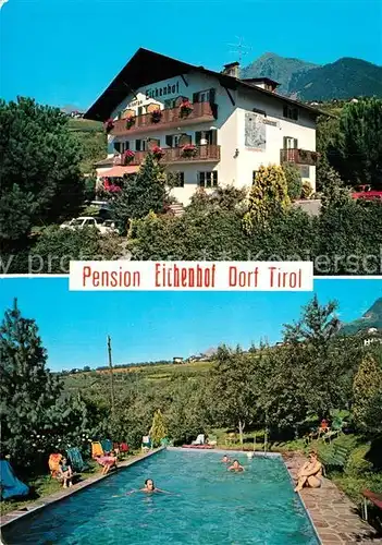 AK / Ansichtskarte Dorf_Tirol Pension Eichenhof Swimmingpool Dorf_Tirol