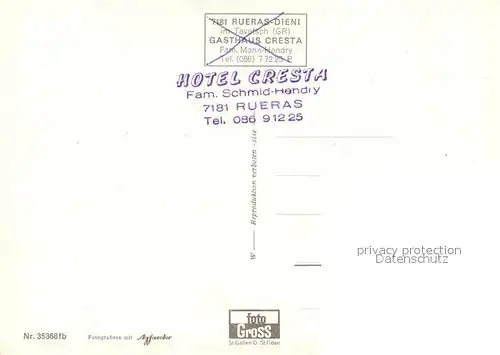 AK / Ansichtskarte Rueras Hotel Cresta Rueras