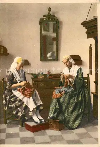 AK / Ansichtskarte Handarbeit Trachten Holland Groningen Friesland  