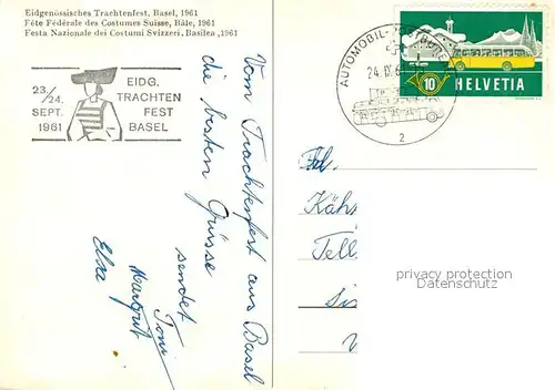 AK / Ansichtskarte Trachten_Schweiz Basel Trachtenfest  