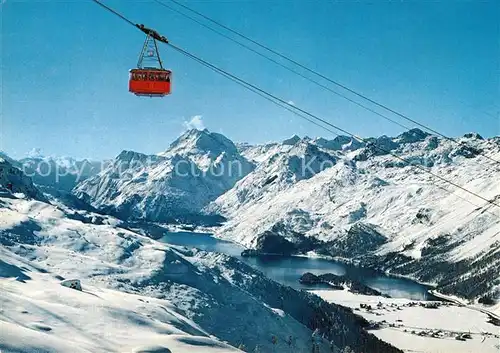 AK / Ansichtskarte Seilbahn Corvatsch Silsersee Piz Longhin Piz Cam Piz Duan Seilbahn