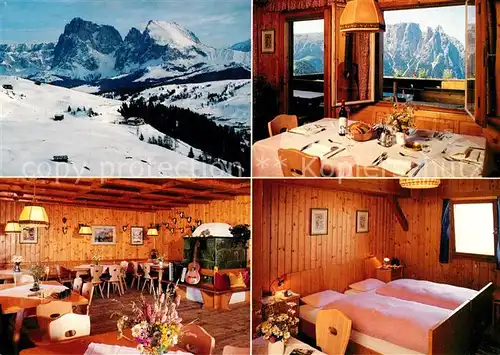 AK / Ansichtskarte Seiser_Alm Puflatschhuette Berghuette Gaststube Dolomiten Seiser_Alm