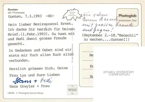 AK / Ansichtskarte Gunten_Thunersee Fliegeraufnahme Gunten Thunersee