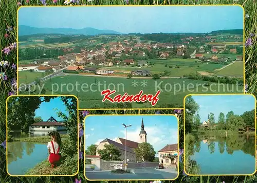 AK / Ansichtskarte Kaindorf Ortsmotiv mit Kirche Landschaftspanorama Oststeirisches Huegelland Kaindorf