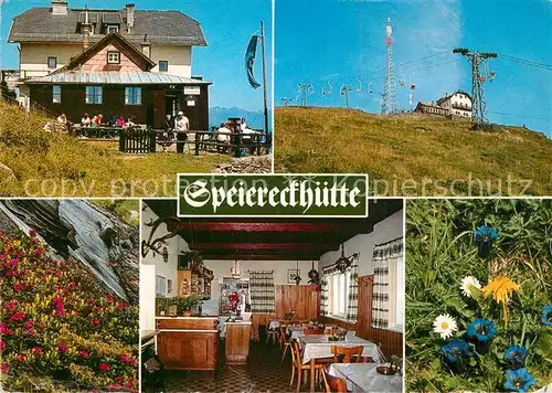 AK / Ansichtskarte Mauterndorf Speiereckhuette Gastraum Alpenflora Sessellift Mauterndorf