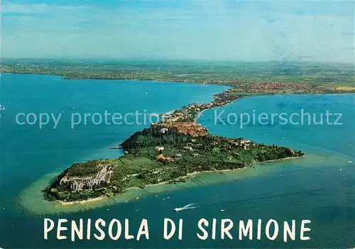 AK / Ansichtskarte Sirmione_Lago_di_Garda Penisola Halbinsel Fliegeraufnahme Sirmione_Lago_di_Garda