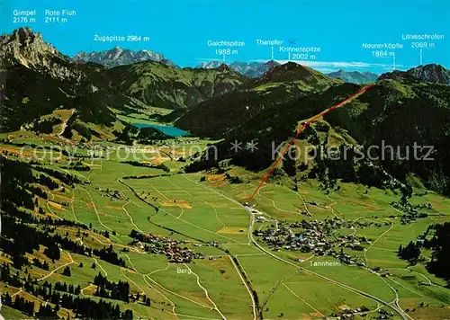 AK / Ansichtskarte Tannheim_Tirol Tannheimertal Alpenpanorama Fliegeraufnahme Tannheim Tirol