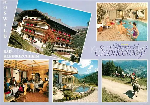 AK / Ansichtskarte Bad_Kleinkirchheim_Kaernten Alpenhotel Schneeweiss Hallenbad Restaurant Reiturlaub Bad_Kleinkirchheim