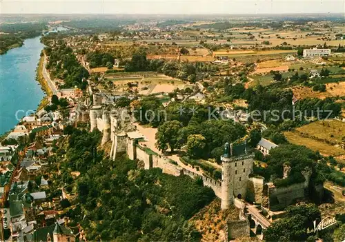 AK / Ansichtskarte Chinon_Indre_et_Loire Chateau Bords de la Vienne vue aerienne Chinon_Indre_et_Loire