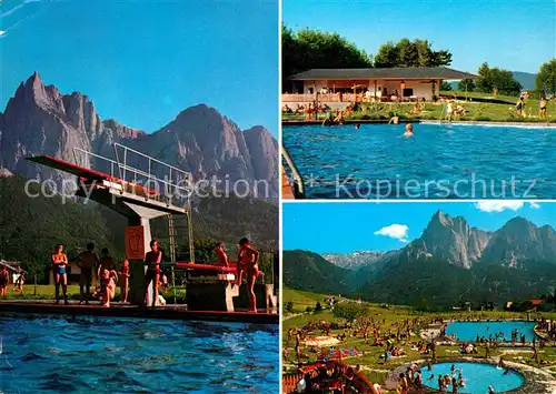 AK / Ansichtskarte Kastelruth_Suedtirol Freibad Alpenpanorama Kastelruth_Suedtirol