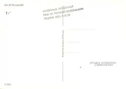 AK / Ansichtskarte Lenk_Simmental Iffigenalp Bergsee Alpenpanorama Lenk Simmental