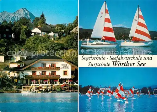 AK / Ansichtskarte Velden_Woerthersee Sporthotel Berger Segelschule Segeln Windsurfen Velden Woerthersee