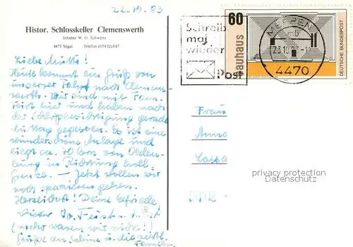 AK / Ansichtskarte Soegel Historischer Schlosskeller Clemenswerth Soegel