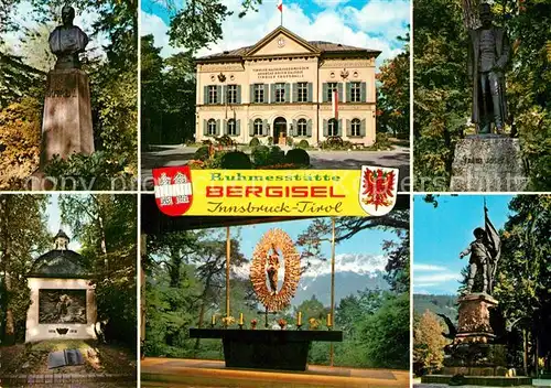 AK / Ansichtskarte Innsbruck Ruhmesstaette Bergisel Denkmal Kaiser Karl I Museum Denkmal Kaiser Franz Josef I Ehrengrabmal Kaiserjaeger Gedaechtniskapelle Andreas Hofer Denkmal Innsbruck