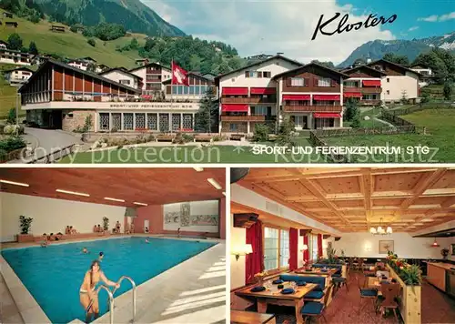 AK / Ansichtskarte Klosters_GR Sport  und Ferienzentrum STG Restaurant Hallenbad Klosters_GR