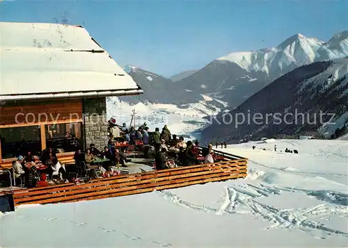 AK / Ansichtskarte Sedrun Bergrestaurant Milez Blick gegen Piz Muraun Adula Alpen Sedrun