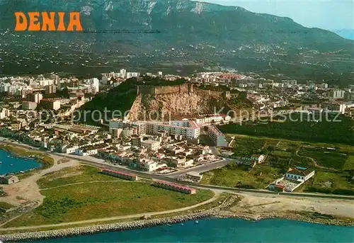 AK / Ansichtskarte Denia Pueblo y Castillo vista aerea Denia