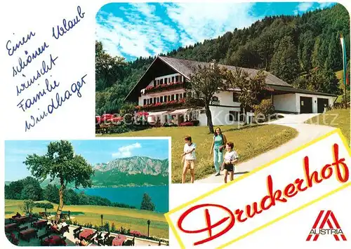 AK / Ansichtskarte Unterach_Attersee Gasthaus Pension Druckerhof Alpen Unterach Attersee