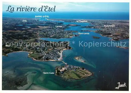 AK / Ansichtskarte Plouhinec_Morbihan La Riviere d Etel vue aerienne Plouhinec Morbihan