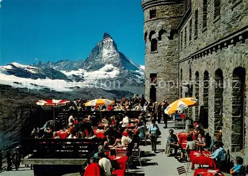 AK / Ansichtskarte Zermatt_VS Kulmhotel Gornergrat Terrasse mit Blick zum Matterhorn Walliser Alpen Zermatt_VS