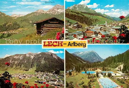 AK / Ansichtskarte Lech_Vorarlberg Gesamtansicht mit Alpenpanorama Freibad Lech Vorarlberg